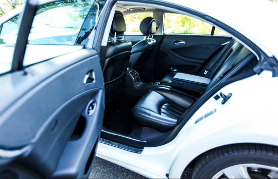 blue Mercedes interior